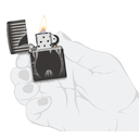 Зажигалка ZIPPO Пламя с черным глянцевым покрытием | Zippo Design High Polish Black, латунь/сталь, черная, глянцевая, 38x13x57 мм для нанесения логотипа