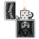 Зажигалка ZIPPO Джек Дэниэлс с покрытием поцарапанный хром | Jack Daniels® Street Chrome, латунь/сталь, серебристая, 38x13x57 мм для нанесения логотипа