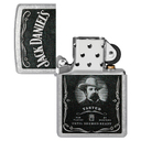 Зажигалка ZIPPO Джек Дэниэлс с покрытием поцарапанный хром | Jack Daniels® Street Chrome, латунь/сталь, серебристая, 38x13x57 мм для нанесения логотипа