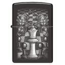 Зажигалка ZIPPO Шахматы с черным глянцевым покрытием | Chess Design High Polish Black, латунь/сталь, черная, 38x13x57 мм для нанесения логотипа