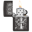 Зажигалка ZIPPO Шахматы с черным глянцевым покрытием | Chess Design High Polish Black, латунь/сталь, черная, 38x13x57 мм для нанесения логотипа