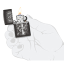 Зажигалка ZIPPO Шахматы с черным глянцевым покрытием | Chess Design High Polish Black, латунь/сталь, черная, 38x13x57 мм для нанесения логотипа