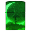 Зажигалка ZIPPO Мифология с покрытием, светящимся в темноте зеленым | Mythological Glow In The Dark Green, латунь/сталь, черная, 38x13x57 мм для нанесения логотипа