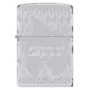 Зажигалка ZIPPO Armor® Пламя с покрытием Глянцевый хром | Flame Design High Polish Chrome, латунь/сталь, серебристая, 38x13x57 мм для нанесения логотипа