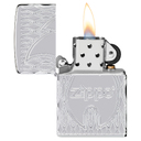 Зажигалка ZIPPO Armor® Пламя с покрытием Глянцевый хром | Flame Design High Polish Chrome, латунь/сталь, серебристая, 38x13x57 мм для нанесения логотипа