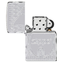 Зажигалка ZIPPO Armor® Пламя с покрытием Глянцевый хром | Flame Design High Polish Chrome, латунь/сталь, серебристая, 38x13x57 мм для нанесения логотипа