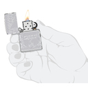 Зажигалка ZIPPO Armor® Пламя с покрытием Глянцевый хром | Flame Design High Polish Chrome, латунь/сталь, серебристая, 38x13x57 мм для нанесения логотипа