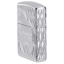 Зажигалка ZIPPO Armor® Пламя с покрытием Глянцевый хром | Flame Design High Polish Chrome, латунь/сталь, серебристая, 38x13x57 мм для нанесения логотипа