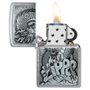 Зажигалка ZIPPO классическая с покрытием матовый хром | Classic Brushed Chrome, латунь/сталь, серебристая, 38x13x57 мм для нанесения логотипа