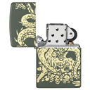 Зажигалка ZIPPO Дракон с зеленым матовым покрытием | Dragon Design Green Matte, латунь/сталь, зеленая, матовая, 38x13x57 мм для нанесения логотипа