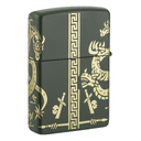 Зажигалка ZIPPO Дракон с зеленым матовым покрытием | Dragon Design Green Matte, латунь/сталь, зеленая, матовая, 38x13x57 мм для нанесения логотипа