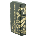 Зажигалка ZIPPO Дракон с зеленым матовым покрытием | Dragon Design Green Matte, латунь/сталь, зеленая, матовая, 38x13x57 мм для нанесения логотипа