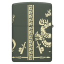 Зажигалка ZIPPO Дракон с зеленым матовым покрытием | Dragon Design Green Matte, латунь/сталь, зеленая, матовая, 38x13x57 мм для нанесения логотипа