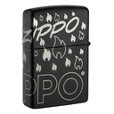 Зажигалка ZIPPO Традиционный дизайн с черным матовым покрытием | Zippo Design Black Matte, латунь/сталь, черная, матовая, 38x13x57 мм для нанесения логотипа