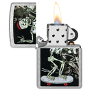 Зажигалка ZIPPO Скейтборд с покрытием поцарапанный хром | Skateboard Design Street Chrome, латунь/сталь, серебристая, 38x13x57 мм для нанесения логотипа