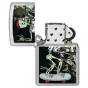 Зажигалка ZIPPO Скейтборд с покрытием поцарапанный хром | Skateboard Design Street Chrome, латунь/сталь, серебристая, 38x13x57 мм для нанесения логотипа