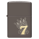 Зажигалка ZIPPO Счастливая 7 с покрытием черный лед | Lucky 7 Design Black Ice®, латунь/сталь, черная, 38x13x57 мм для нанесения логотипа