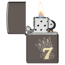 Зажигалка ZIPPO Счастливая 7 с покрытием черный лед | Lucky 7 Design Black Ice®, латунь/сталь, черная, 38x13x57 мм для нанесения логотипа