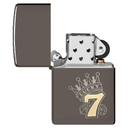 Зажигалка ZIPPO Счастливая 7 с покрытием черный лед | Lucky 7 Design Black Ice®, латунь/сталь, черная, 38x13x57 мм для нанесения логотипа