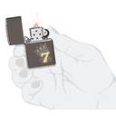 Зажигалка ZIPPO Счастливая 7 с покрытием черный лед | Lucky 7 Design Black Ice®, латунь/сталь, черная, 38x13x57 мм для нанесения логотипа