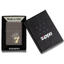 Зажигалка ZIPPO Счастливая 7 с покрытием черный лед | Lucky 7 Design Black Ice®, латунь/сталь, черная, 38x13x57 мм для нанесения логотипа