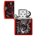 Зажигалка ZIPPO Дракон и тигр с металлизированным красным покрытием | Dragon Tiger Design Metallic Red, латунь/сталь, красная, 38x13x57 мм для нанесения логотипа