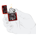 Зажигалка ZIPPO Дракон и тигр с металлизированным красным покрытием | Dragon Tiger Design Metallic Red, латунь/сталь, красная, 38x13x57 мм для нанесения логотипа