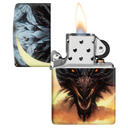 Зажигалка ZIPPO Дракон с покрытием, светящимся в темноте зеленым | Dragon Design Glow In The Dark Green, латунь/сталь, черная, 38x13x57 мм для нанесения логотипа