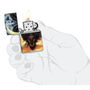 Зажигалка ZIPPO Дракон с покрытием, светящимся в темноте зеленым | Dragon Design Glow In The Dark Green, латунь/сталь, черная, 38x13x57 мм для нанесения логотипа