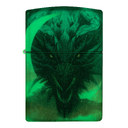 Зажигалка ZIPPO Дракон с покрытием, светящимся в темноте зеленым | Dragon Design Glow In The Dark Green, латунь/сталь, черная, 38x13x57 мм для нанесения логотипа