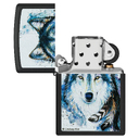 Зажигалка ZIPPO Линдси Киви «Хороший волк» с черным матовым покрытием | Lindsay Kivi Good Wolf Black Matte, латунь/сталь, черная,матовая, 38x13x57 мм для нанесения логотипа