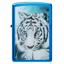 Зажигалка ZIPPO Белый тигр с глянцевым синим покрытием | White Tiger High Polish Blue, латунь/сталь, синяя, глянцевая, 38x13x57 мм для нанесения логотипа