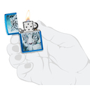 Зажигалка ZIPPO Белый тигр с глянцевым синим покрытием | White Tiger High Polish Blue, латунь/сталь, синяя, глянцевая, 38x13x57 мм для нанесения логотипа