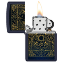 Зажигалка ZIPPO Элементы стихий с темно-синем матовым покрытием | Elements Design Navy Matte, латунь/сталь, синяя, матовая, 38x13x57 мм для нанесения логотипа