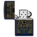 Зажигалка ZIPPO Элементы стихий с темно-синем матовым покрытием | Elements Design Navy Matte, латунь/сталь, синяя, матовая, 38x13x57 мм для нанесения логотипа