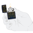 Зажигалка ZIPPO Элементы стихий с темно-синем матовым покрытием | Elements Design Navy Matte, латунь/сталь, синяя, матовая, 38x13x57 мм для нанесения логотипа
