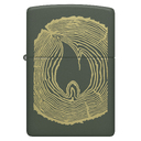 Зажигалка ZIPPO Спил дерева с зеленым матовым покрытием | Wood Ring Green Matte, латунь/сталь, зеленая, матовая, 38x13x57 мм для нанесения логотипа