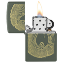 Зажигалка ZIPPO Спил дерева с зеленым матовым покрытием | Wood Ring Green Matte, латунь/сталь, зеленая, матовая, 38x13x57 мм для нанесения логотипа