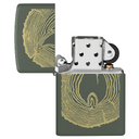 Зажигалка ZIPPO Спил дерева с зеленым матовым покрытием | Wood Ring Green Matte, латунь/сталь, зеленая, матовая, 38x13x57 мм для нанесения логотипа
