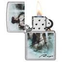 Зажигалка ZIPPO Луис Ройо с покрытием поцарапанный хром | Luis Royo Street Chrome, латунь/сталь, серебристая, 38x13x57 мм для нанесения логотипа