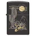 Зажигалка ZIPPO Дикий запад с черным глянцевым покрытием | Western High Polish Black, латунь/сталь, черная, глянцевая, 38x13x57 мм для нанесения логотипа