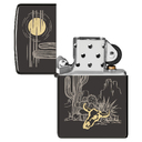 Зажигалка ZIPPO Дикий запад с черным глянцевым покрытием | Western High Polish Black, латунь/сталь, черная, глянцевая, 38x13x57 мм для нанесения логотипа
