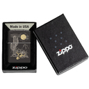 Зажигалка ZIPPO Дикий запад с черным глянцевым покрытием | Western High Polish Black, латунь/сталь, черная, глянцевая, 38x13x57 мм для нанесения логотипа