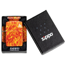 Зажигалка ZIPPO Огонь с покрытием Искусственно состаренная латунь на 540 | Fire 540 Tumbled Brass, латунь/сталь, разноцветная, 38x13x57 мм для нанесения логотипа