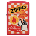 Зажигалка ZIPPO Ретро с красным матовым покрытием | Retro Design Red Matte, латунь/сталь, красная, матовая, 38x13x57 мм для нанесения логотипа