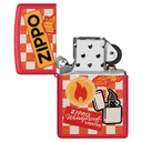 Зажигалка ZIPPO Ретро с красным матовым покрытием | Retro Design Red Matte, латунь/сталь, красная, матовая, 38x13x57 мм для нанесения логотипа