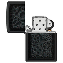 Зажигалка ZIPPO В стиле стимпанк с черным матовым покрытием | Steampunk Design Black Matte, латунь/сталь, черная, матовая, 38x13x57 мм для нанесения логотипа