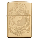 Зажигалка ZIPPO Тигр и дракон с покрытием Глянцевая латунь | Tiger and Dragon High Polish Brass, латунь/сталь, золотистая, 38x13x57мм для нанесения логотипа