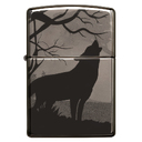 Зажигалка ZIPPO Волки с покрытием черный лед | Wolves Design Black Ice®, латунь/сталь, чёрная, глянцевая, 38x13x57 мм для нанесения логотипа