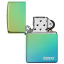 Зажигалка ZIPPO Logo с покрытием High Polish Teal, латунь/сталь, зелёная, глянцевая, 38x13x57 мм для нанесения логотипа